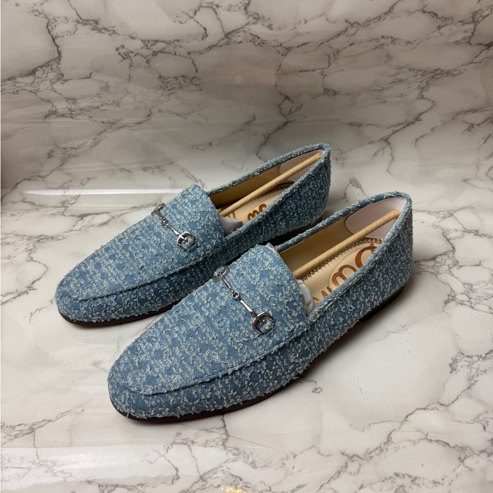 New- worn once- Sam Edelman Blue Textured Bit Loafers- perfect shape